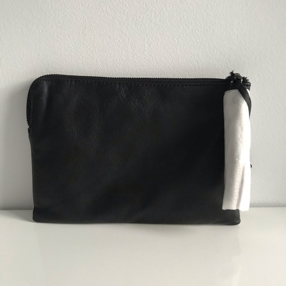 Sharif Disco Black Silver Glitter Genuine Leather Clutch Bag - Picture 12 of 14